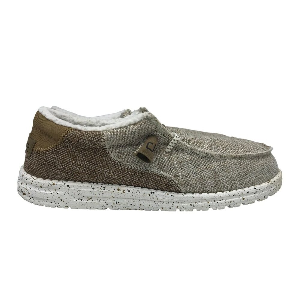 HEY DUDE Wally Stitch  Mens 7/40 Tan Textile Padded Shoes